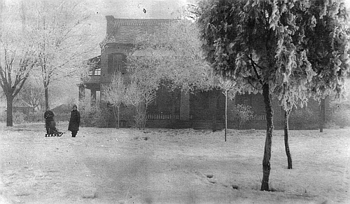 Robinson house in Paotingfu with sleeping porch on left side, second floor