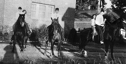 At the Stambaugh's home in Deer Lodge, Montana; l-to-r: James and  Elizabeth, Sidney, and Harold and Betty Jeanne, circa 1932
