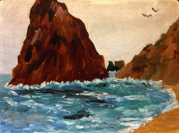 Martins Beach Rock Painting, oil, by Elizabeth Ratcliffe